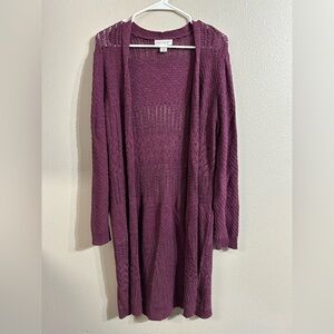 Christopher & Banks Plum Open-Front Cardigan